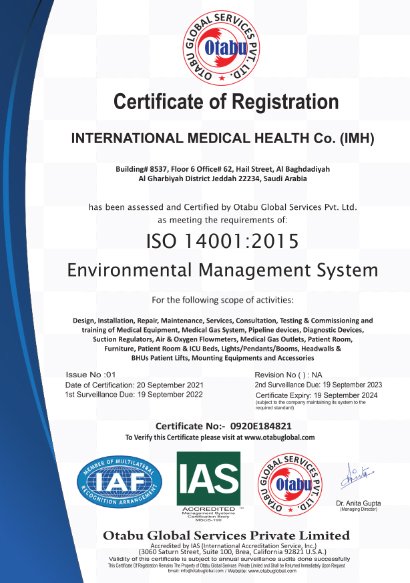 ISO 14001:2015 Certificate